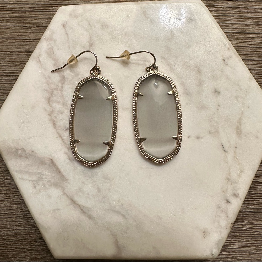 Kendra Scott Elle Silver and White Drop Earrings